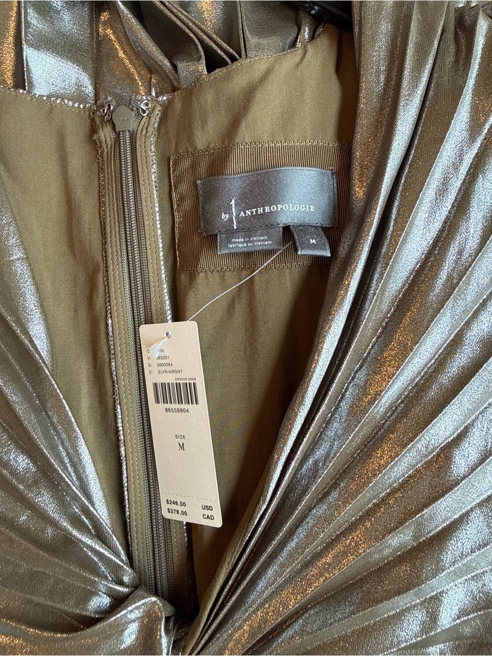 Anthropologie Short Sleeve Metallic Metallic Cutout Midi Dress - Picture 5 of 6